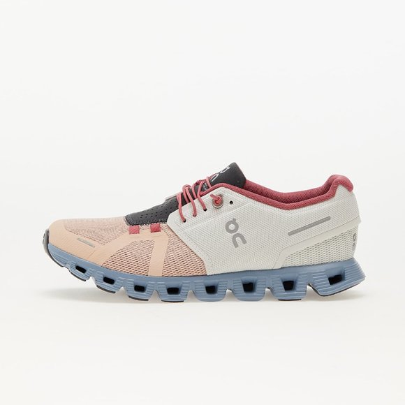 On Running Shoes - On | On Cloud 5  Sneaker | Size 7.5 in White, Pink & Light Blue (Ice/ Prairie)
